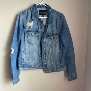 Plus Size Ripped Denim Jacket